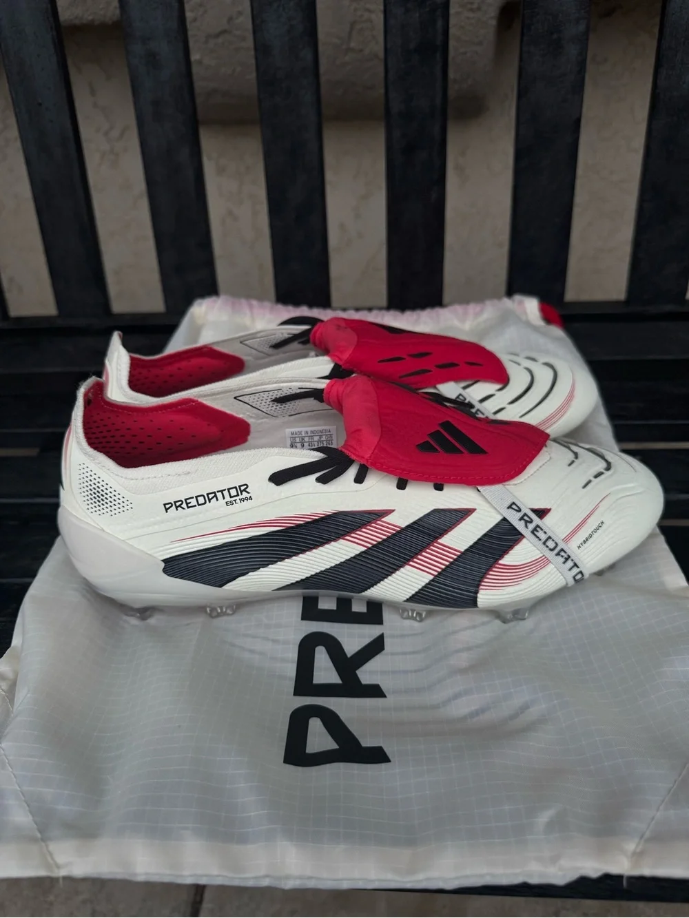 adidas Predator Soccer Cleats in White, Red, and Black